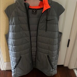 Nike Men's Gray and Orange Puffer Vest